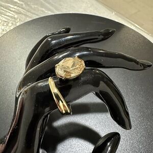 Alexis Bittar Gold Ring with Big Champagne Sparkling Crystal sz 9